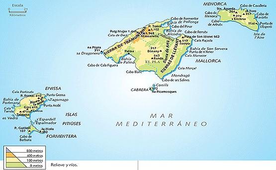 Mapa de las Islas Baleares